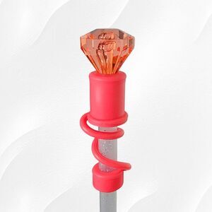 Hot Pink Diamond Straw Topper - Straw Cover - 10mm Straw Topper